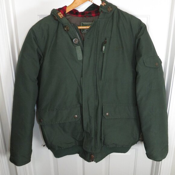Woolrich Men's Down Parka Full Zip Flannel Lined Hood Full Zip Elm Green Sz Med - Picture 1 of 10